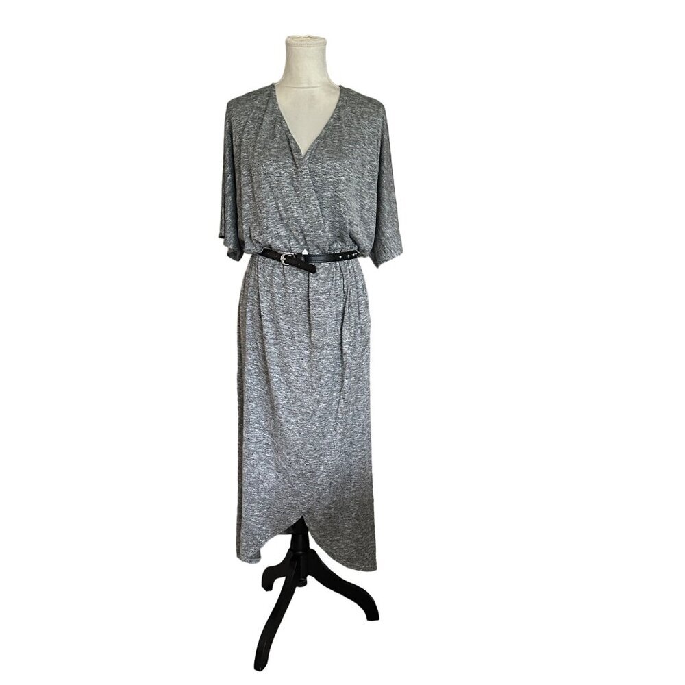 Ava & Viv Womens Gray Faux Wrap Dress Belt Not Included Sz 1x Professional